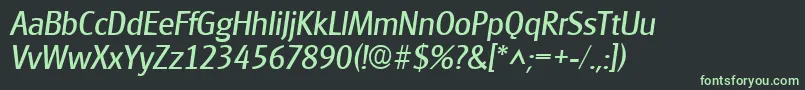 フォントGlasgowItalic – 黒い背景に緑の文字