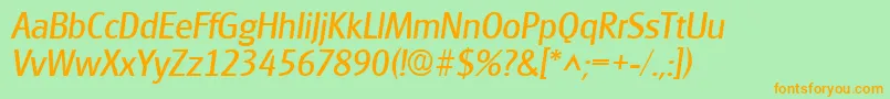 Police GlasgowItalic – polices orange sur fond vert
