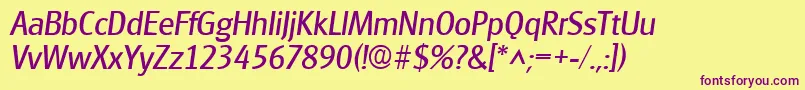 GlasgowItalic Font – Purple Fonts on Yellow Background