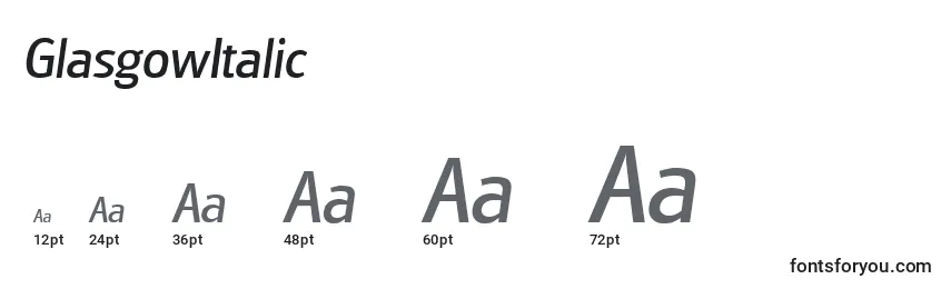 GlasgowItalic Font Sizes