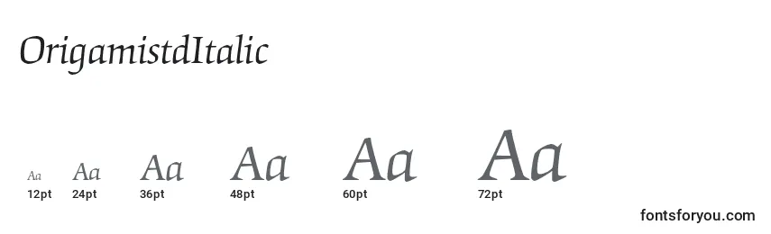 Размеры шрифта OrigamistdItalic