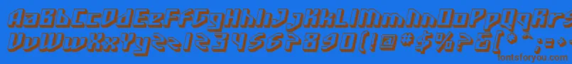 フォントSfFunkMasterOblique – 茶色の文字が青い背景にあります。