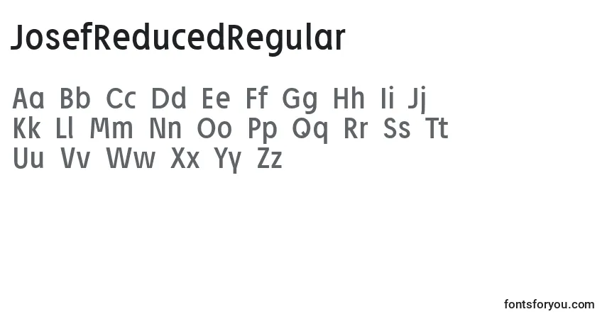 Шрифт JosefReducedRegular – алфавит, цифры, специальные символы