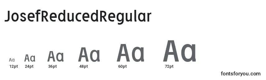 Размеры шрифта JosefReducedRegular