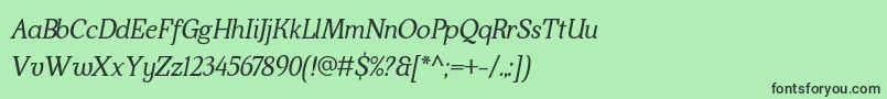 フォントKraskarioItalic – 緑の背景に黒い文字