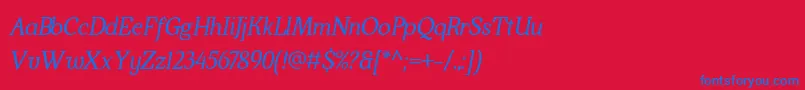 Шрифт KraskarioItalic – синие шрифты на красном фоне