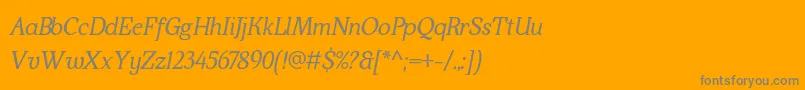 フォントKraskarioItalic – オレンジの背景に灰色の文字