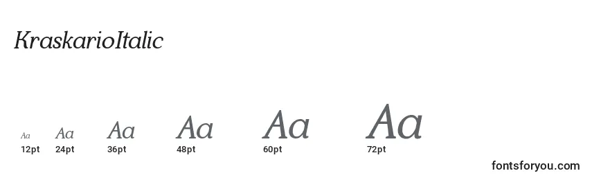 Размеры шрифта KraskarioItalic