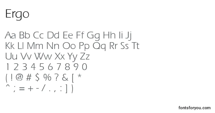 A fonte Ergo – alfabeto, números, caracteres especiais