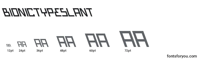 BionicTypeSlant Font Sizes