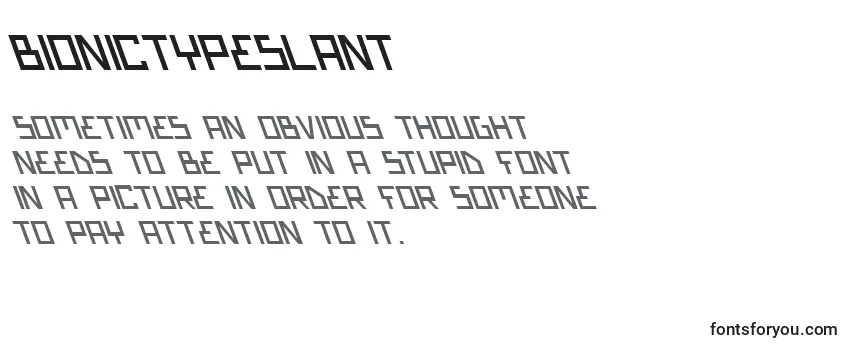 Review of the BionicTypeSlant Font