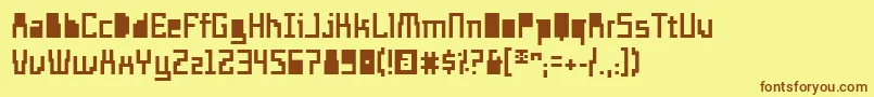 フォントTemploExtranjero – 茶色の文字が黄色の背景にあります。