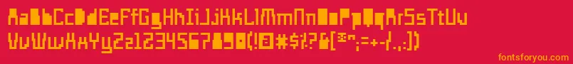 フォントTemploExtranjero – 赤い背景にオレンジの文字