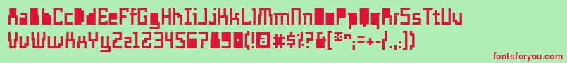 フォントTemploExtranjero – 赤い文字の緑の背景