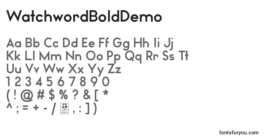 WatchwordBoldDemo Font – alphabet, numbers, special characters
