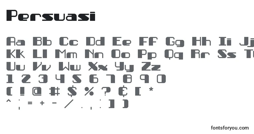 characters of persuasi font, letter of persuasi font, alphabet of  persuasi font