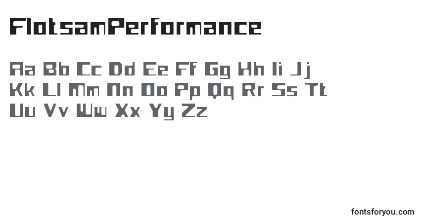 Schriftart FlotsamPerformance – Alphabet, Zahlen, spezielle Symbole