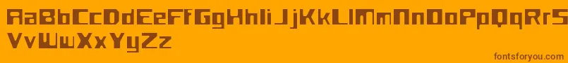 FlotsamPerformance-Schriftart – Braune Schriften auf orangefarbenem Hintergrund