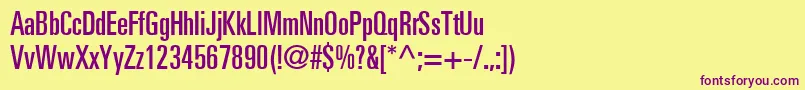 NovaUltraSsiUltraCondensed Font – Purple Fonts on Yellow Background