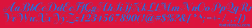 フォントBodoni72swashcBold – 赤い背景に青い文字