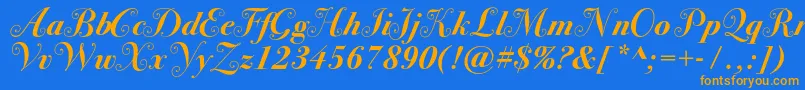 Bodoni72swashcBold Font – Orange Fonts on Blue Background