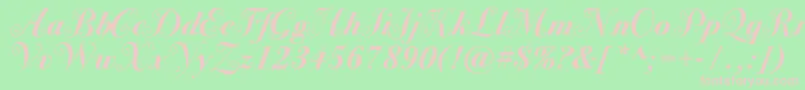 Bodoni72swashcBold Font – Pink Fonts on Green Background