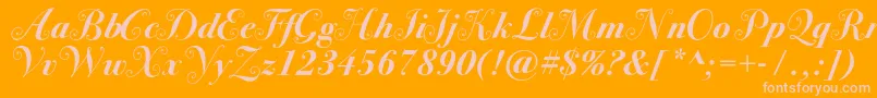 Fonte Bodoni72swashcBold – fontes rosa em um fundo laranja