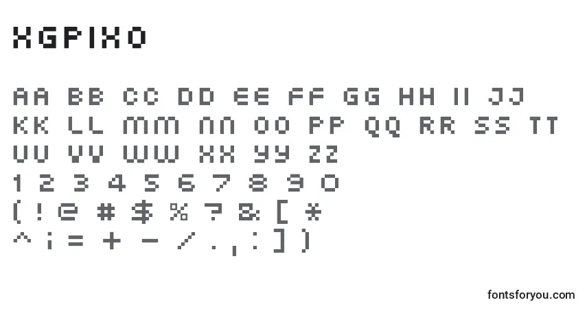 A fonte XgPixo – alfabeto, números, caracteres especiais