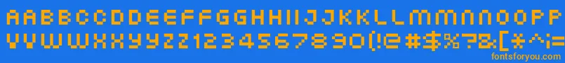 XgPixo Font – Orange Fonts on Blue Background