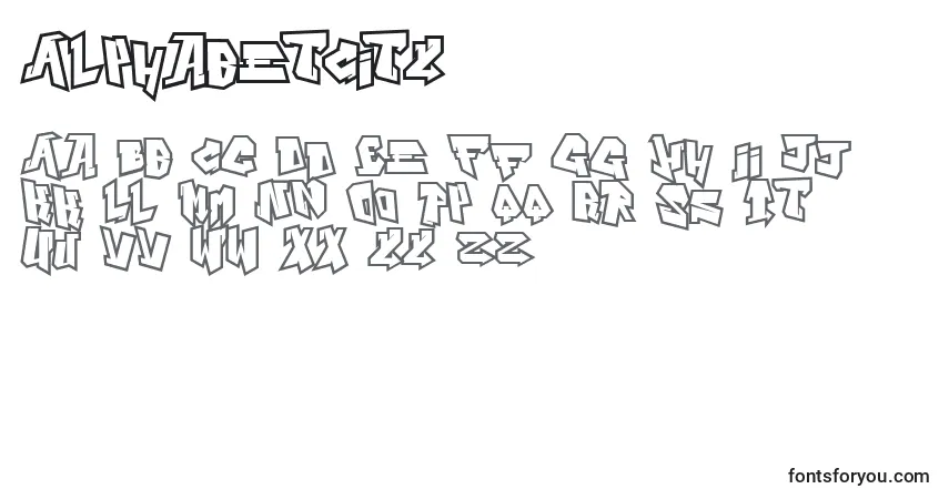 Czcionka AlphabetCity – alfabet, cyfry, specjalne znaki
