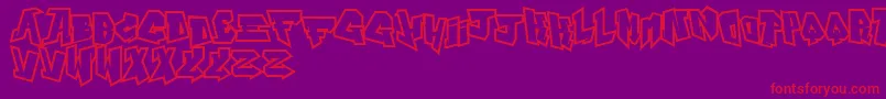 Fonte AlphabetCity – fontes vermelhas em um fundo violeta