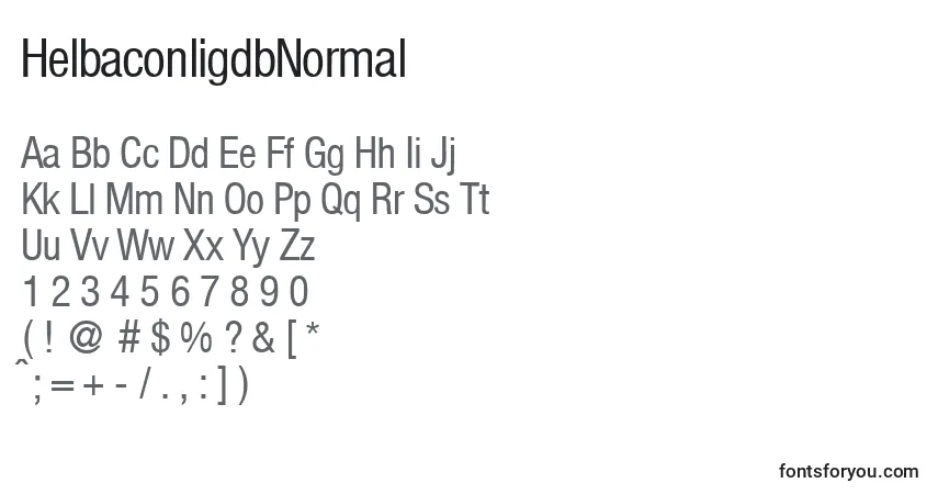 Schriftart HelbaconligdbNormal – Alphabet, Zahlen, spezielle Symbole