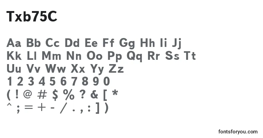 Txb75C-fontti – aakkoset, numerot, erikoismerkit