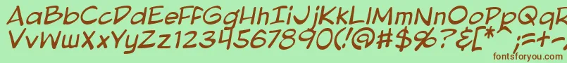 Fonte BlambotProLiteItalic – fontes marrons em um fundo verde