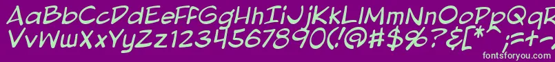 BlambotProLiteItalic-fontti – vihreät fontit violetilla taustalla