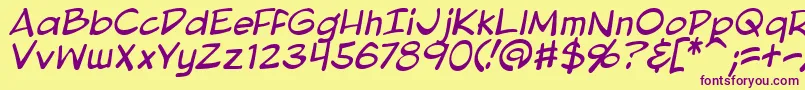 BlambotProLiteItalic Font – Purple Fonts on Yellow Background