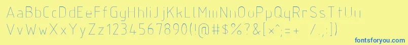 フォントIsocp – 青い文字が黄色の背景にあります。
