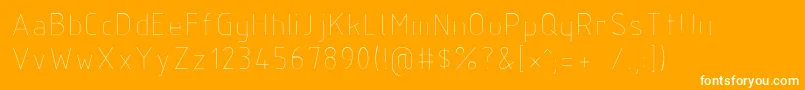 Isocp-Schriftart – Weiße Schriften auf orangefarbenem Hintergrund