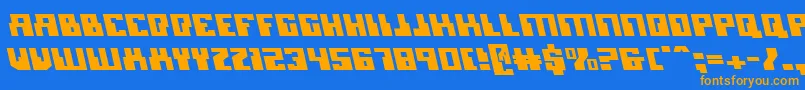 MicronianLeftalic Font – Orange Fonts on Blue Background