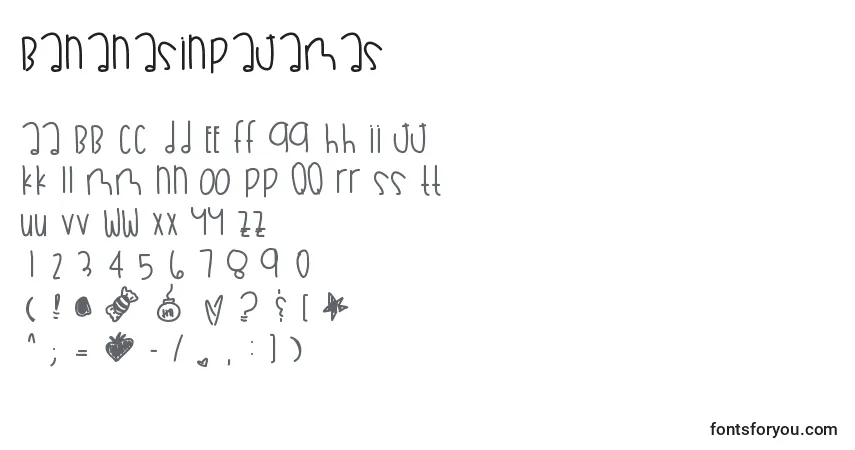 Schriftart Bananasinpajamas – Alphabet, Zahlen, spezielle Symbole