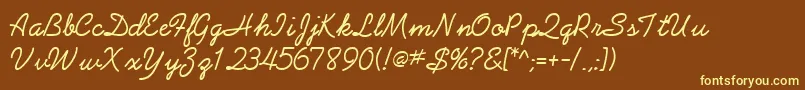 AbrazoscriptsskRegular Font – Yellow Fonts on Brown Background
