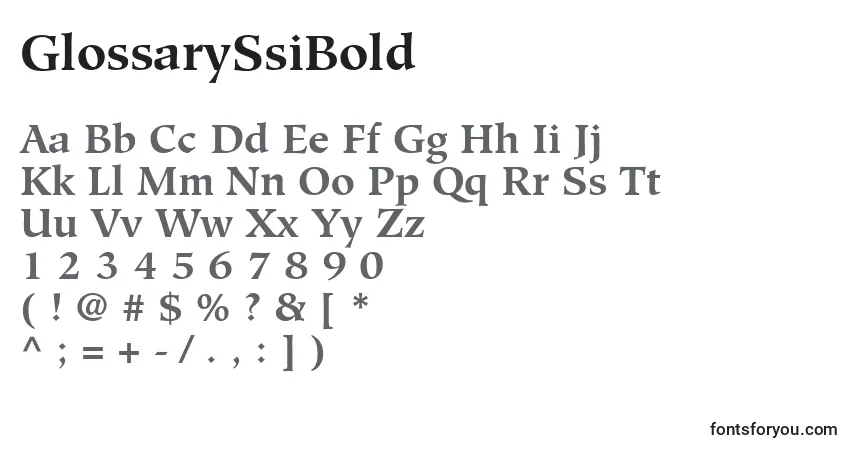 Шрифт GlossarySsiBold – алфавит, цифры, специальные символы
