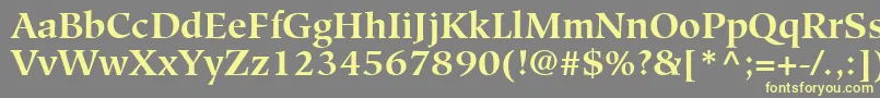 GlossarySsiBold-fontti – keltaiset fontit harmaalla taustalla