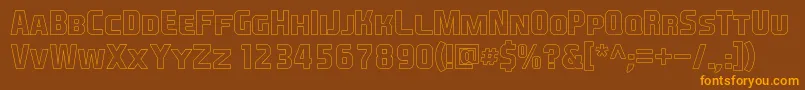 EaSportsCoversSc1.5Outlineフォントについての詳細 フォントEaSportsCoversSc1.5Outline – オレンジ色の文字が茶色の背景にあります。
