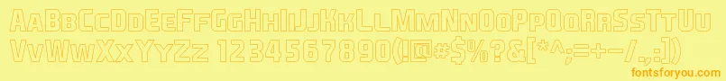 フォントEaSportsCoversSc1.5Outline – オレンジの文字が黄色の背景にあります。
