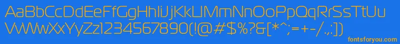 Magistralc-Schriftart – Orangefarbene Schriften auf blauem Hintergrund