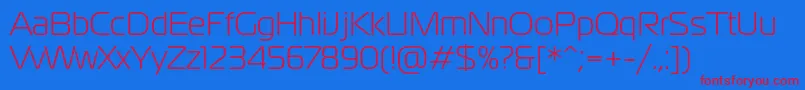 Magistralc-Schriftart – Rote Schriften auf blauem Hintergrund