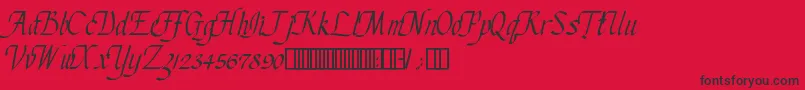 Fonte ChanceryCursive – fontes pretas em um fundo vermelho