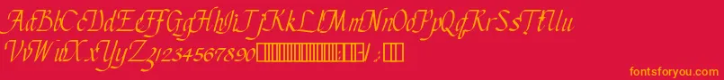 Fonte ChanceryCursive – fontes laranjas em um fundo vermelho