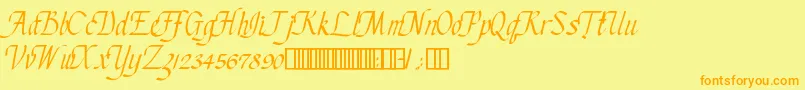 Fonte ChanceryCursive – fontes laranjas em um fundo amarelo